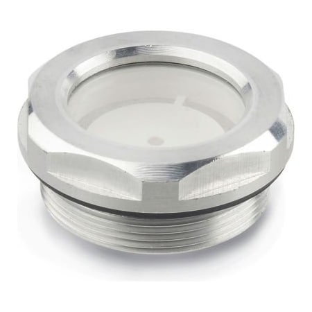 J.W. Winco Aluminum Fluid Level Sight w/ ESG Glass w/ Reflector - M14 x 1.5 Thread - JW Winco 743.1-7-M14X1.5-A 743.1-7-M14X1.5-A